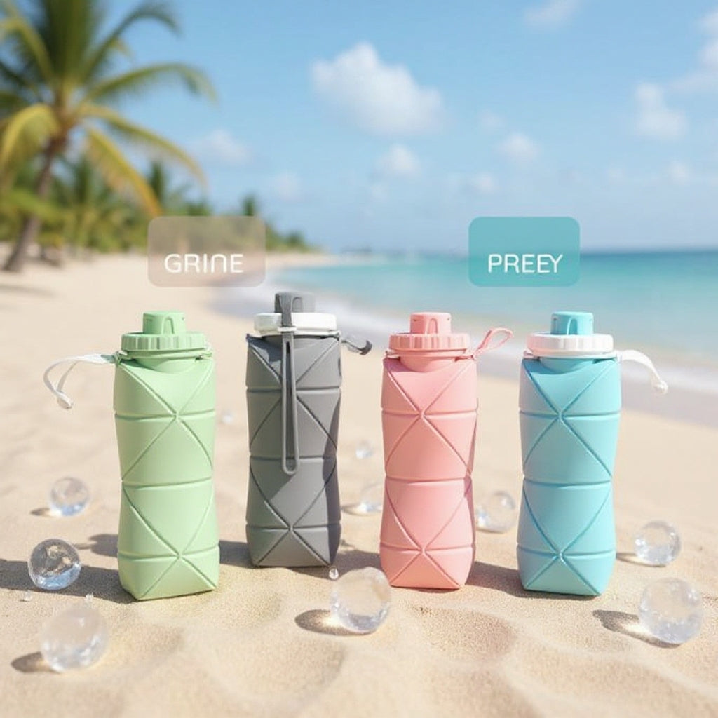 (Free Delivery) Foldable Silicone Water Bottle 600ML